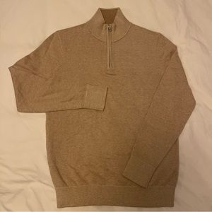 Men’s Bonobos Cotton Cashmere 1/2 Half Zip 1/4 Quarter S Cream Beige